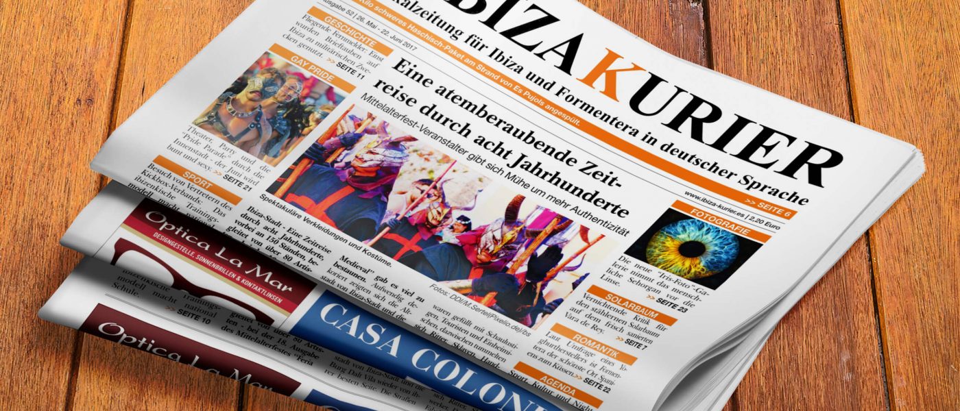 IBIZA KURIER 52/2017 - Aktuelle Nachrichten über Ibiza: Zementwolke, Radwege, Zistrosenwürger, AirBnb, Festival Medieval, Küssen, Iris-Fotos, Musikschule, Ruta del Arte, Gay Pride